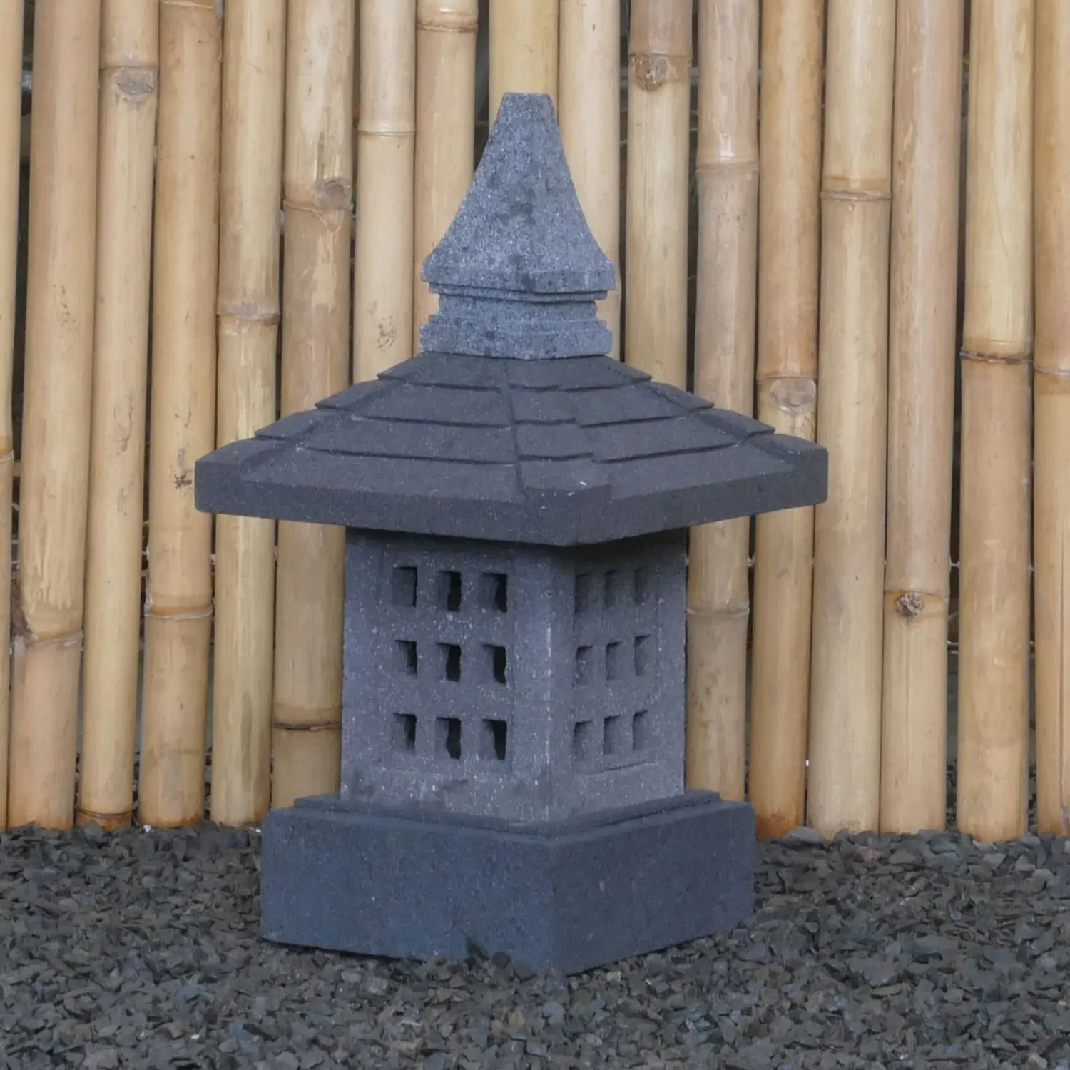  Product image 3 of the product “Japanese style Garden Lantern, made from Andesit Stone. Multipart. 55 cm Height, Roof is 30 cm width. ”
